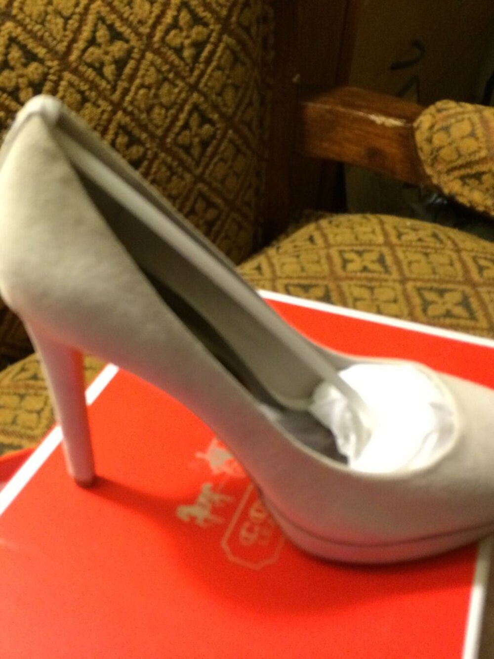 2014 Coach Selma Dove Gray Suede 4.5” Peep-toe Pumps, Size 8.5B (NIB)